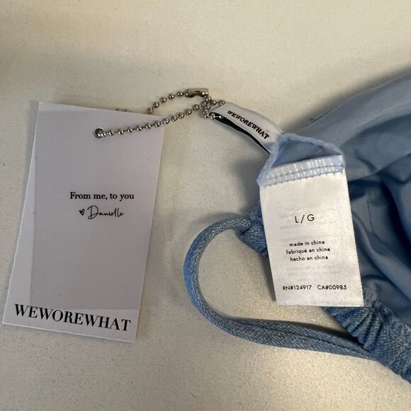 We Wore What Copper Bikini Top Womens L Large Light Blue Denim String Triangle - Picture 6 of 11